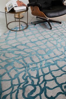 Chenille katoen vloerkleed Mystic blauw 9203