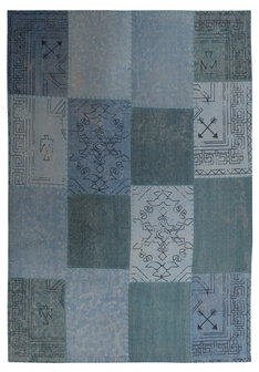 Patchwork vloerkleed Lira Multicolor blauw