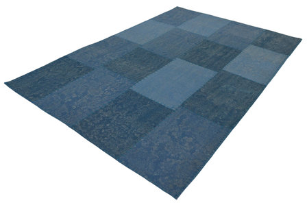 blauw patchwork vloerkleed