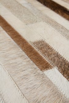 Patchwork lederen vloerkleed beige