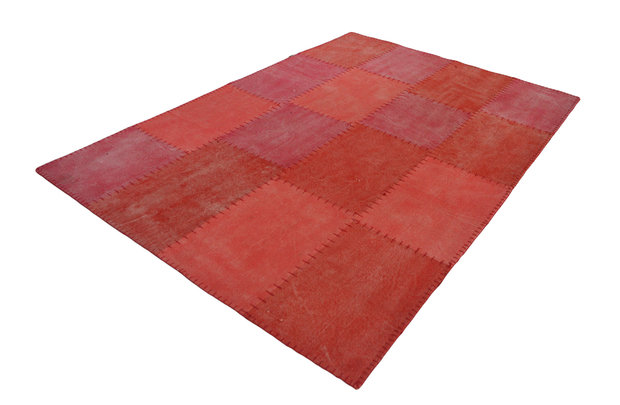 Rood patchwork vloerkleed
